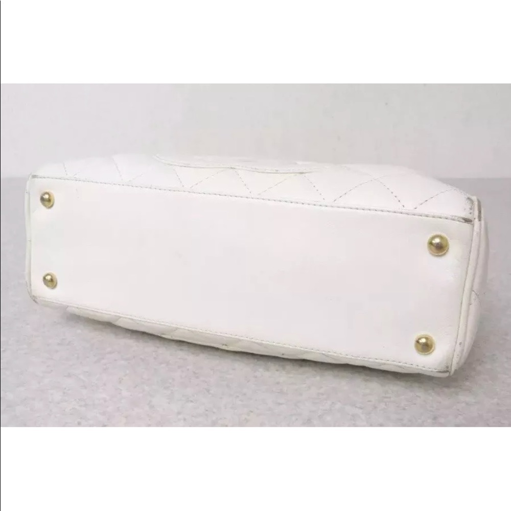 Chanel Mini White Quilted Caviar CC Tote Bag - Picture 7 of 8